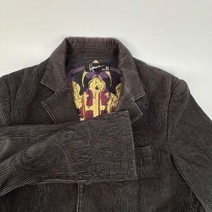Howe Mens Embroidered Corduroy Blazer Brown 3-Button Jacket Size 38 Cowboy Punk